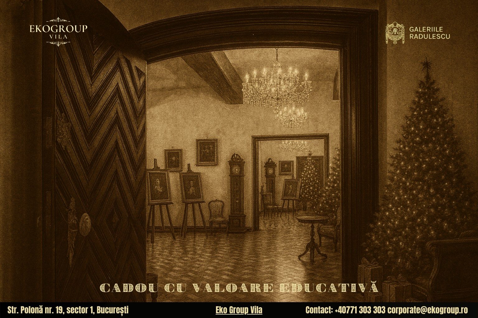 Cadou de Crăciun cu farmec cultural: acces la expoziția „Crăciunul anilor ’30” la Eko Group Vila